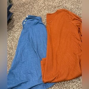 Blue and Orange Long Sleeve Tops